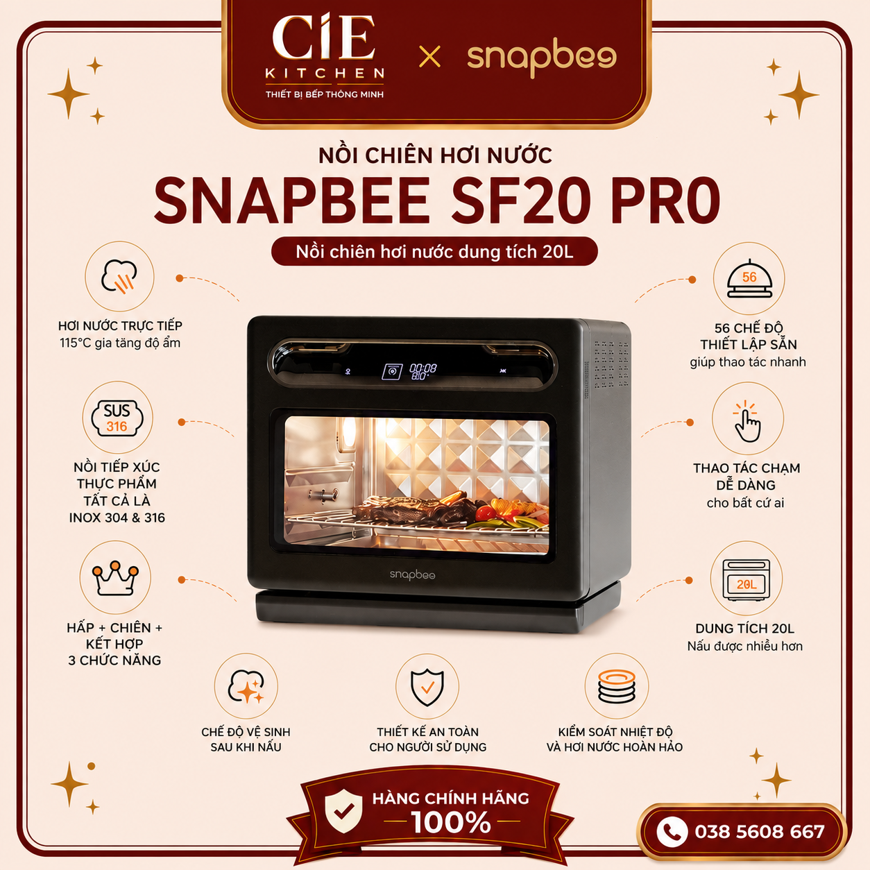 Nồi Chiên Hấp Đa Năng SnapBee SF20 PRO Nồi Chiên Hấp Đa Năng SnapBee SF20 PRO