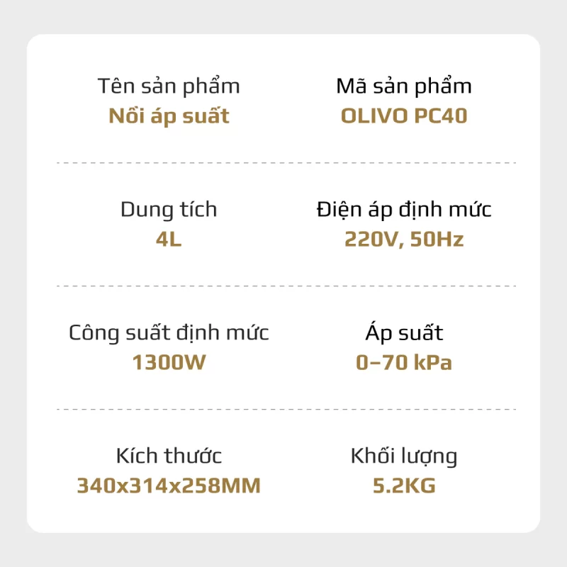 Nồi Áp Suất Điện Đa Năng OLIVO PC40